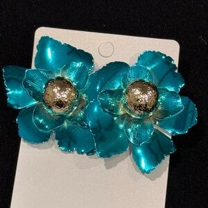 Jennifer & Company Turquoise Floral Post Statement Earrings Glam Boutique